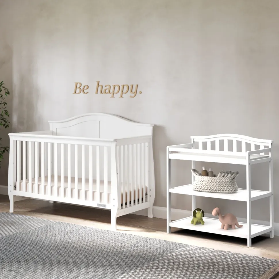 Arch Top Baby Changing Table, Matte White