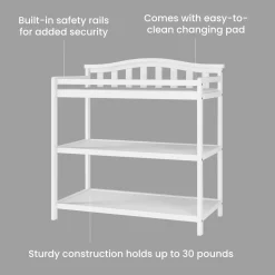 Arch Top Baby Changing Table, Matte White