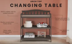 Arch Top Baby Changing Table, Dapper Gray