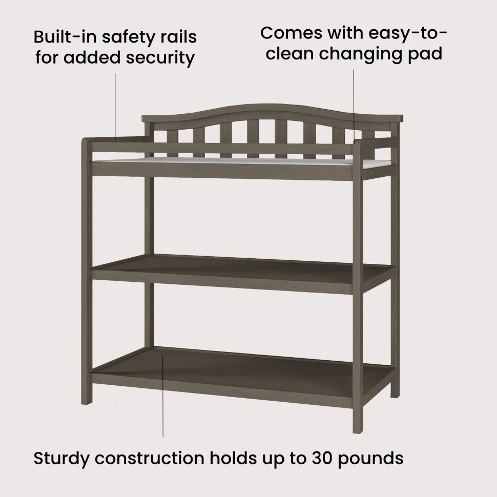 Arch Top Baby Changing Table, Dapper Gray