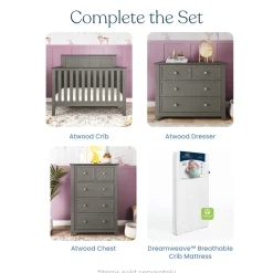 Atwood 4-in-1 Convertible Crib, Lunar Gray