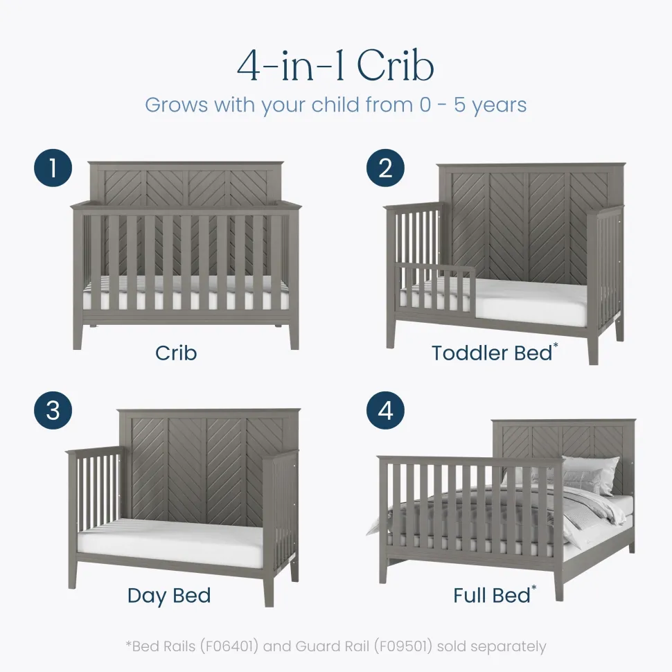 Atwood 4-in-1 Convertible Crib, Lunar Gray
