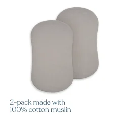 BassiNest® Fitted Sheet 100% Organic Cotton Muslin 2-Pack