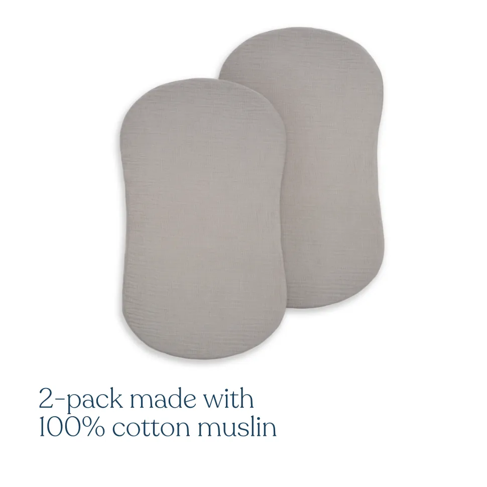 BassiNest® Fitted Sheet 100% Organic Cotton Muslin 2-Pack