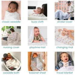 boutique 100% cotton muslin swaddle blanket 4 pack