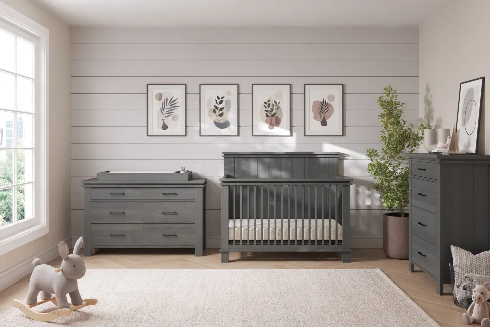 Denman 4-in-1 Convertible Crib, Midnight Gray