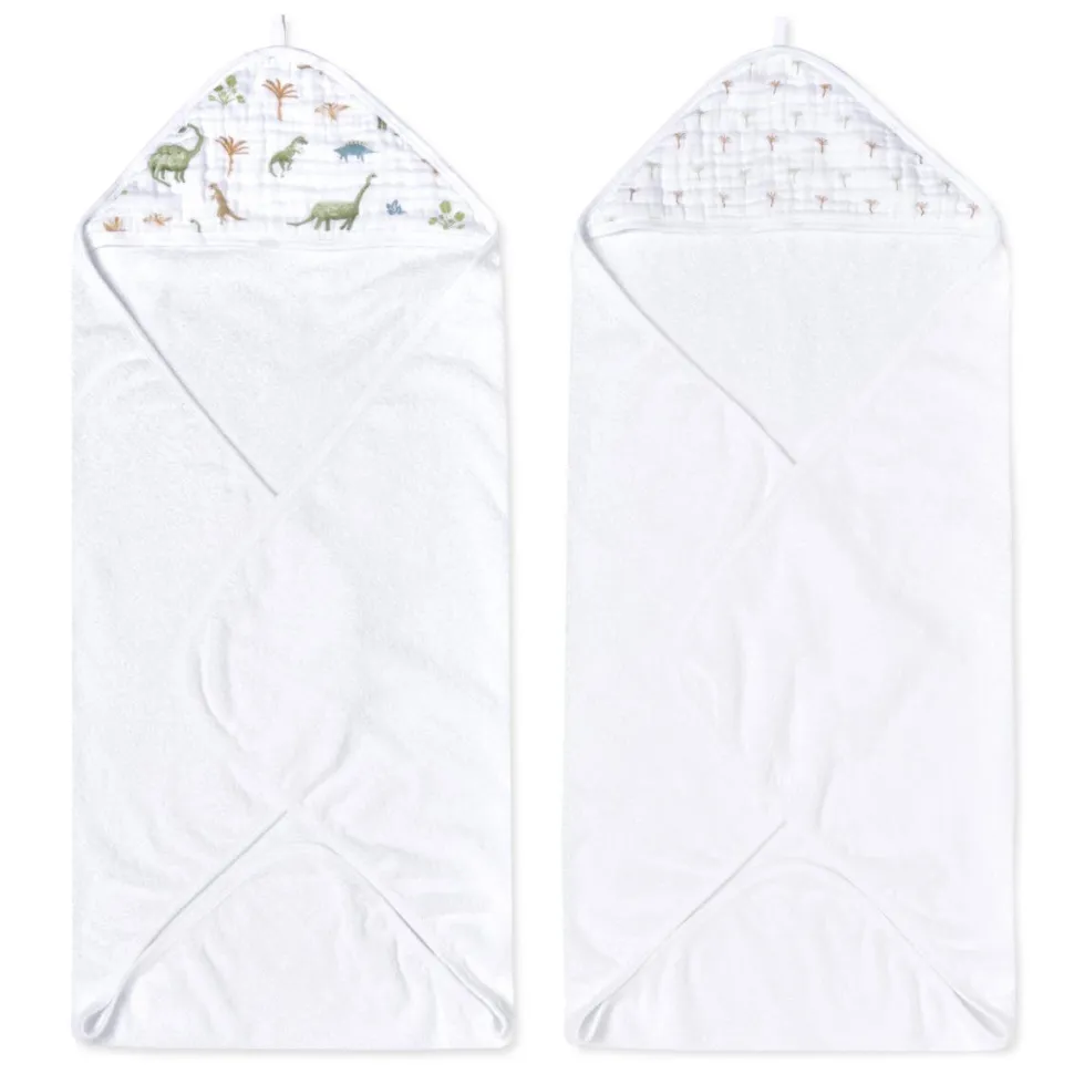 essentials cotton muslin hooded towels 2 pack