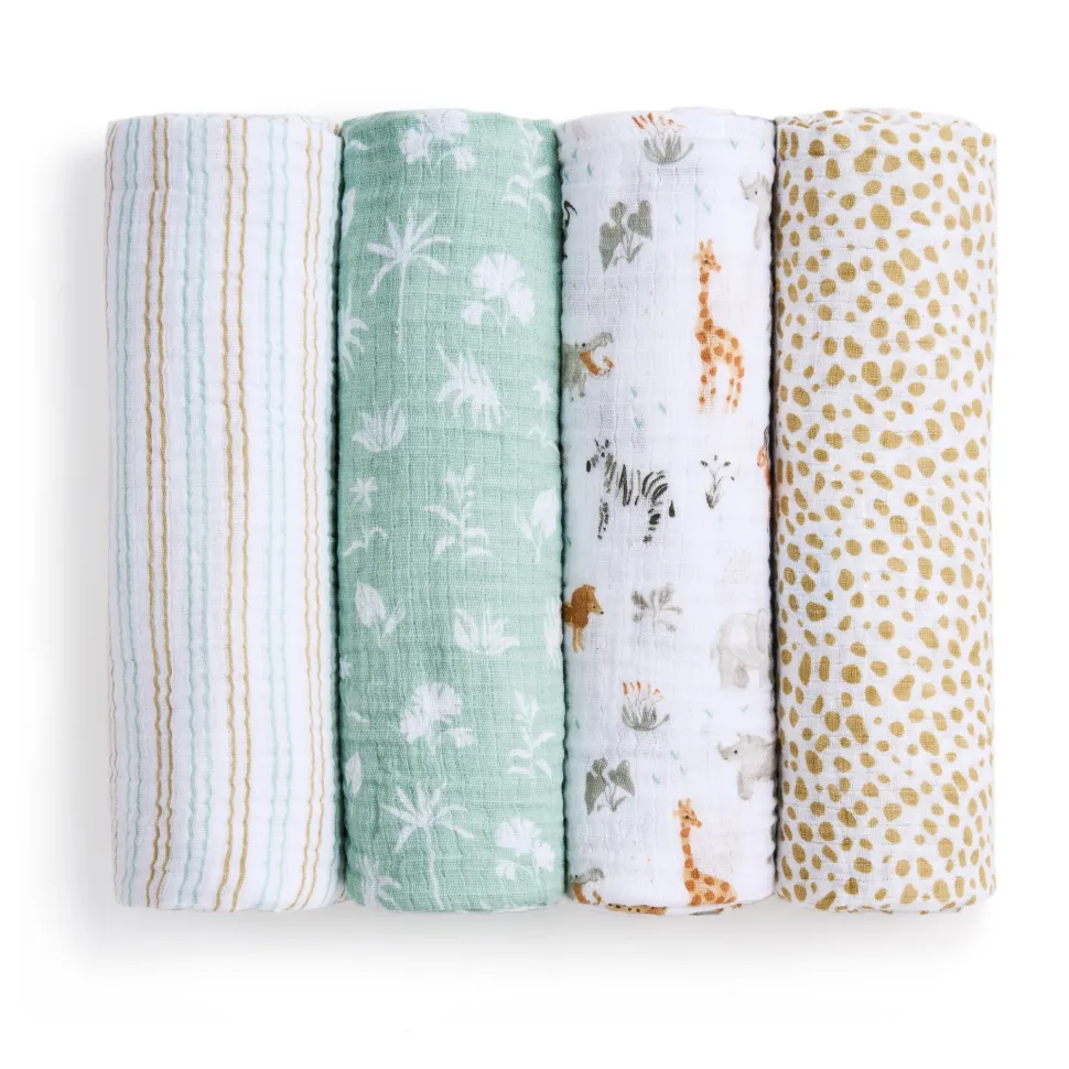 essentials cotton muslin swaddle blanket 4 pack