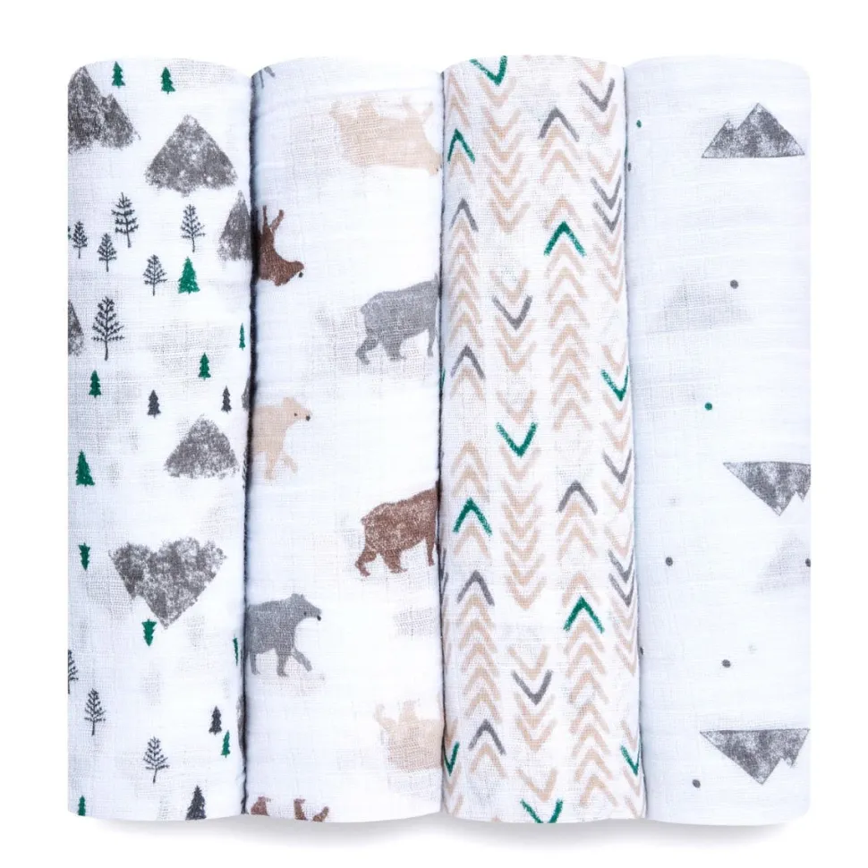 essentials cotton muslin swaddle blanket 4 pack