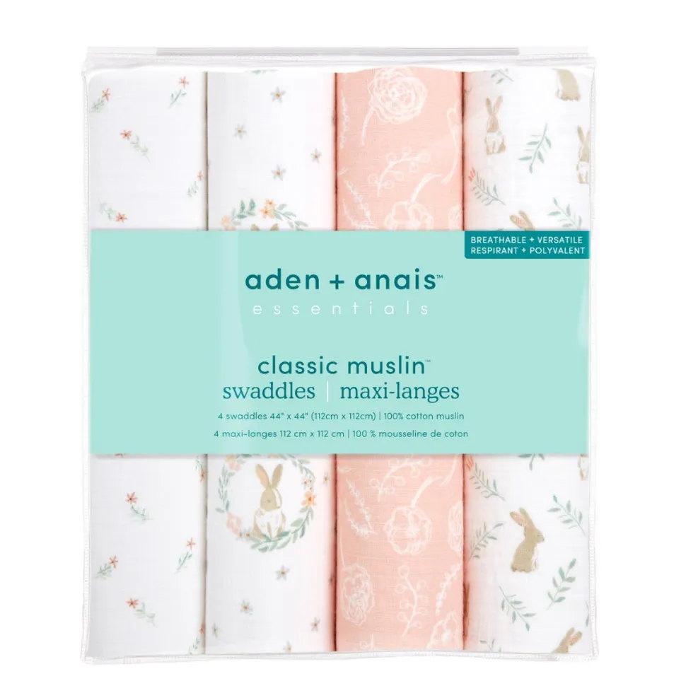 essentials cotton muslin swaddle blanket 4 pack