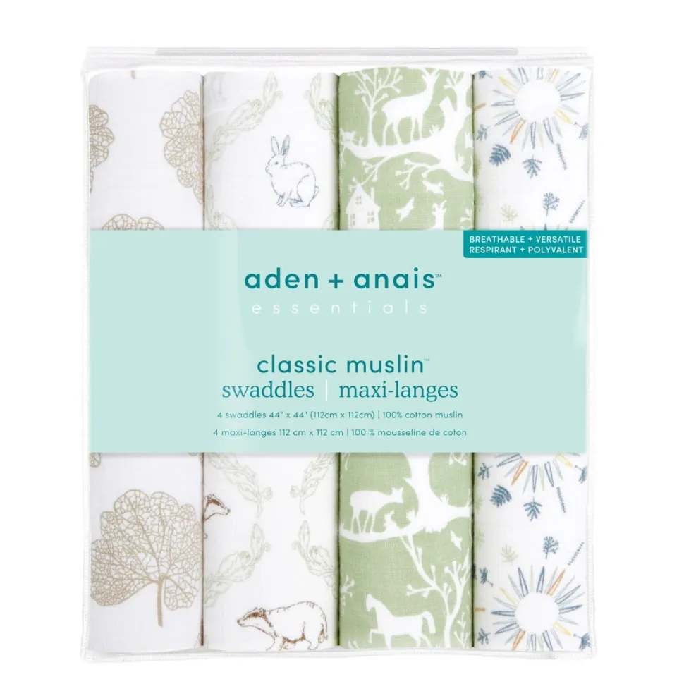 essentials cotton muslin swaddle blanket 4 pack