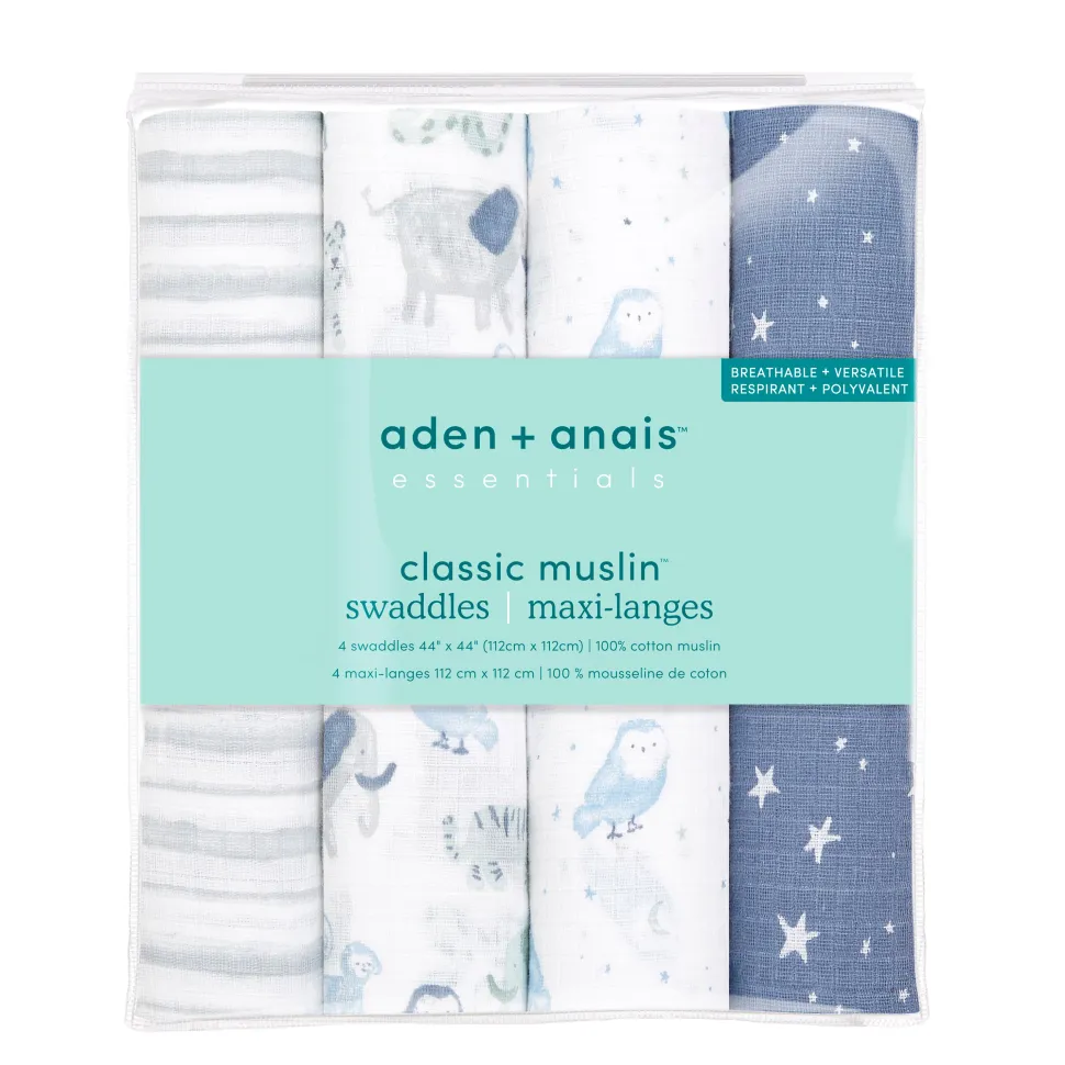 essentials cotton muslin swaddle blanket 4 pack