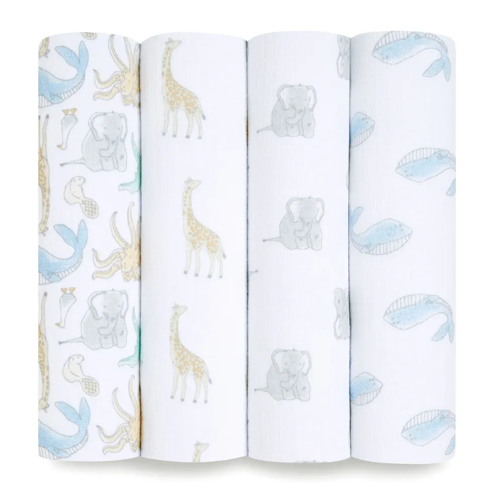 essentials cotton muslin swaddle blanket 4 pack