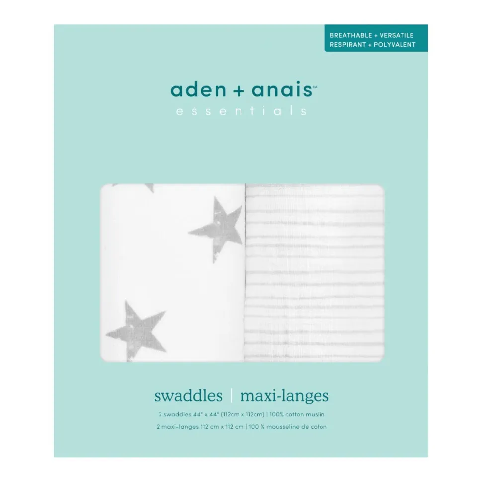 essentials cotton muslin swaddle blanket 2 pack