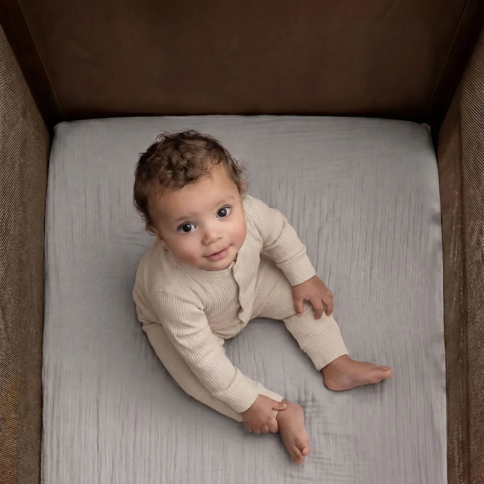 Fitted Crib Sheets 100% Organic Cotton Muslin 2 Pack