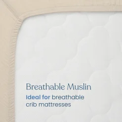 Fitted Crib Sheets 100% Organic Cotton Muslin 2 Pack
