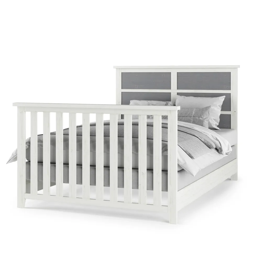 Full-Size Bed Rails, White/Gray