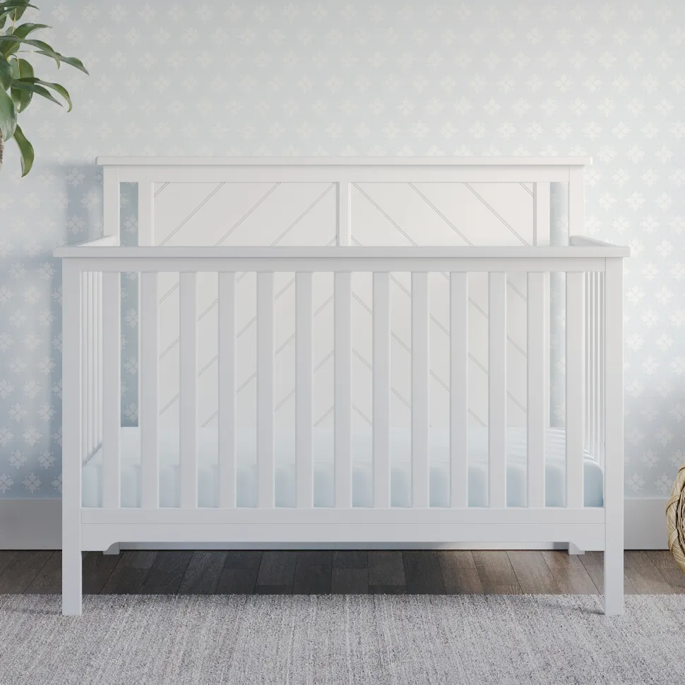 Hampton Flat Top 4-in-1 Convertible Crib, Matte White