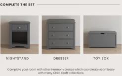 Harmony 33" Kids Toy Box, Cool Gray