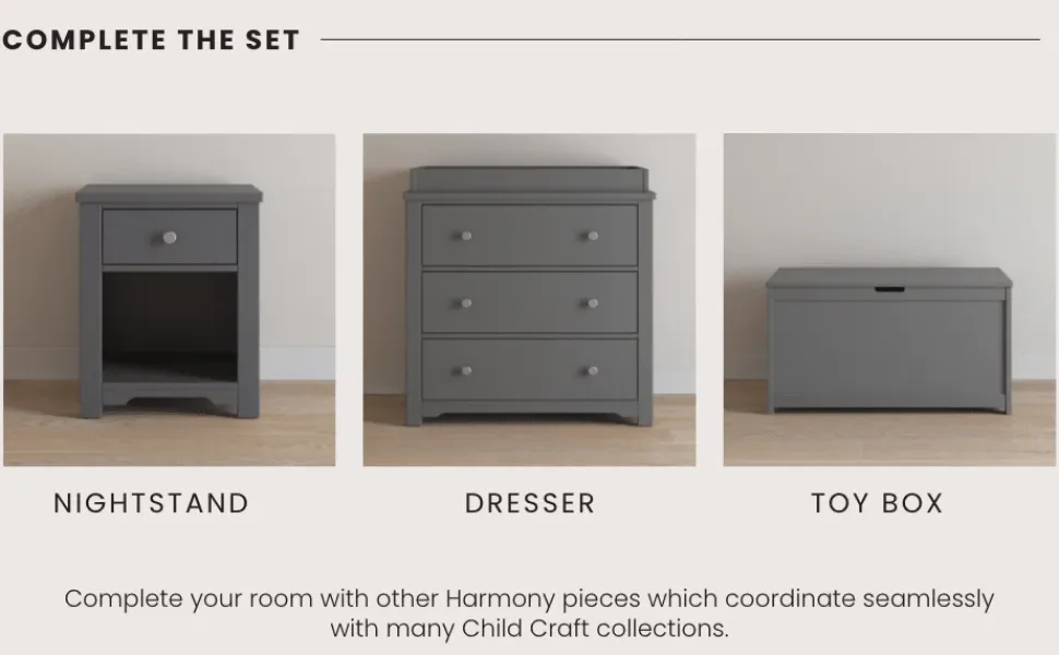 Harmony 33" Kids Toy Box, Cool Gray