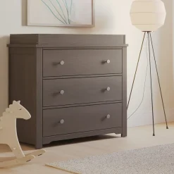 Harmony 3-Drawer Dresser with Changing Table Topper, Dapper Gray