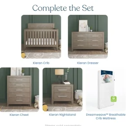 Kieran 4-in-1 Convertible Crib, Crescent Gray