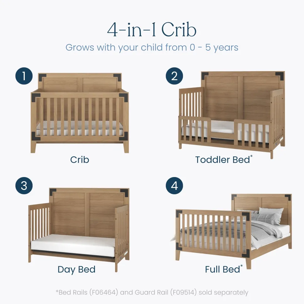 Lucas 4-in-1 Convertible Crib, Nutmeg