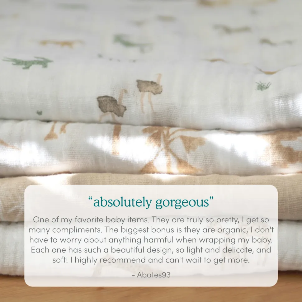 organic cotton muslin swaddle blanket 4 pack
