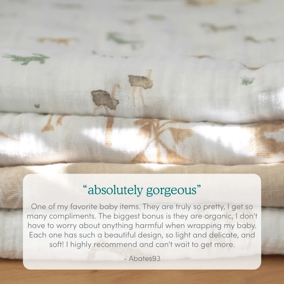 organic cotton muslin swaddle blanket 4 pack