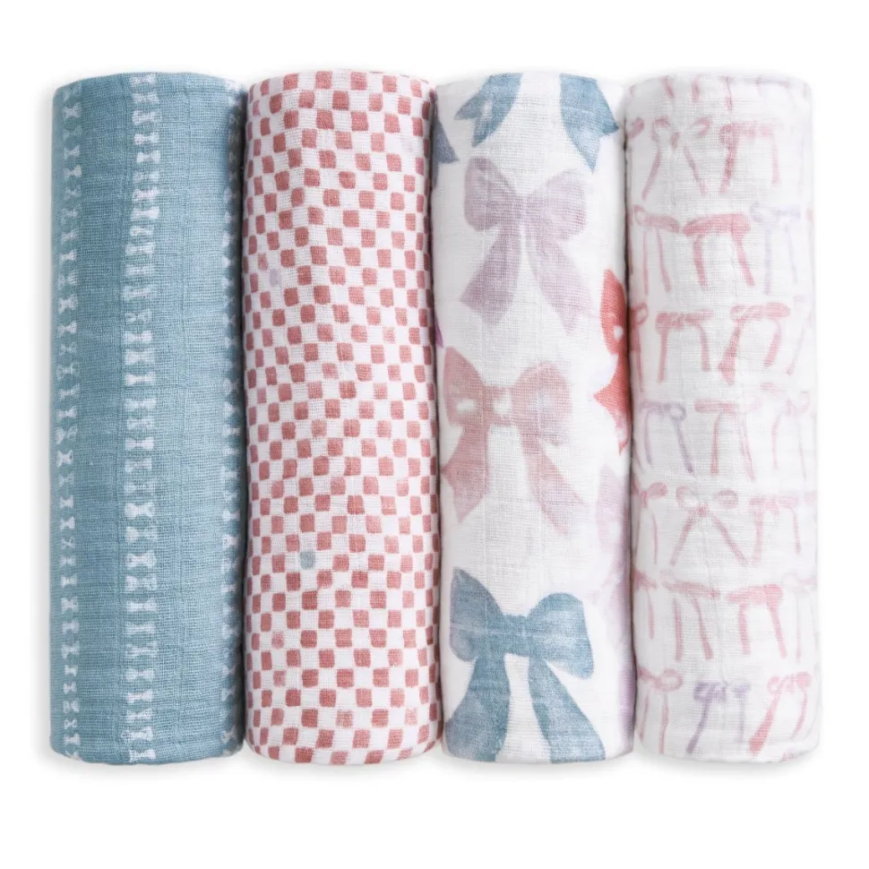 organic cotton muslin swaddle blanket 4 pack