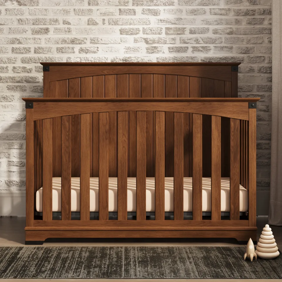 Redmond Full Panel 4-in-1 Convertible Crib, Coach Cherry