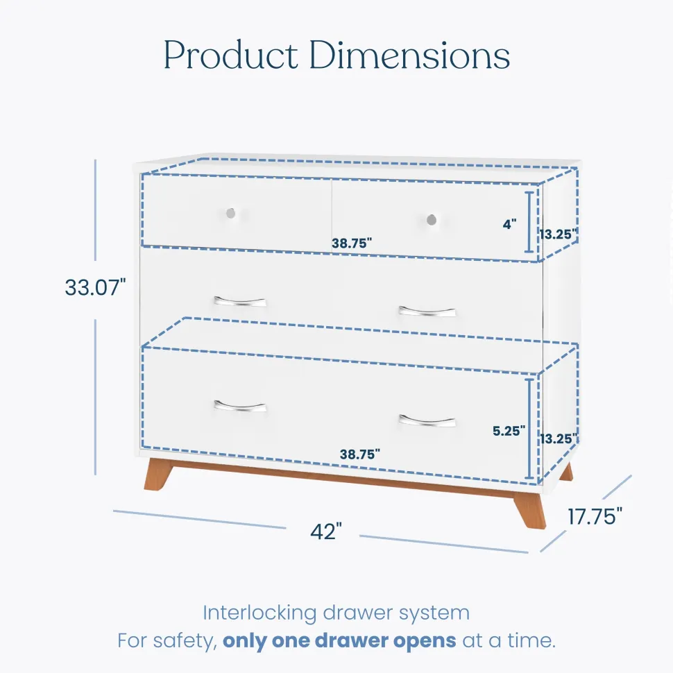 Soho 3-Drawer Dresser, White/Natural