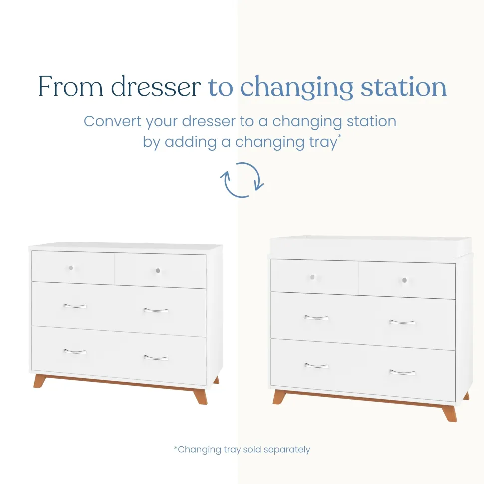 Soho 3-Drawer Dresser, White/Natural
