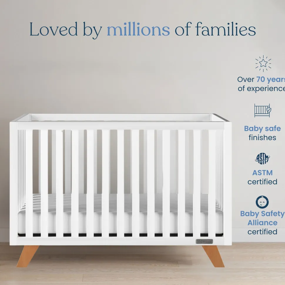 Soho 4-in-1 Convertible Crib, White/Natural