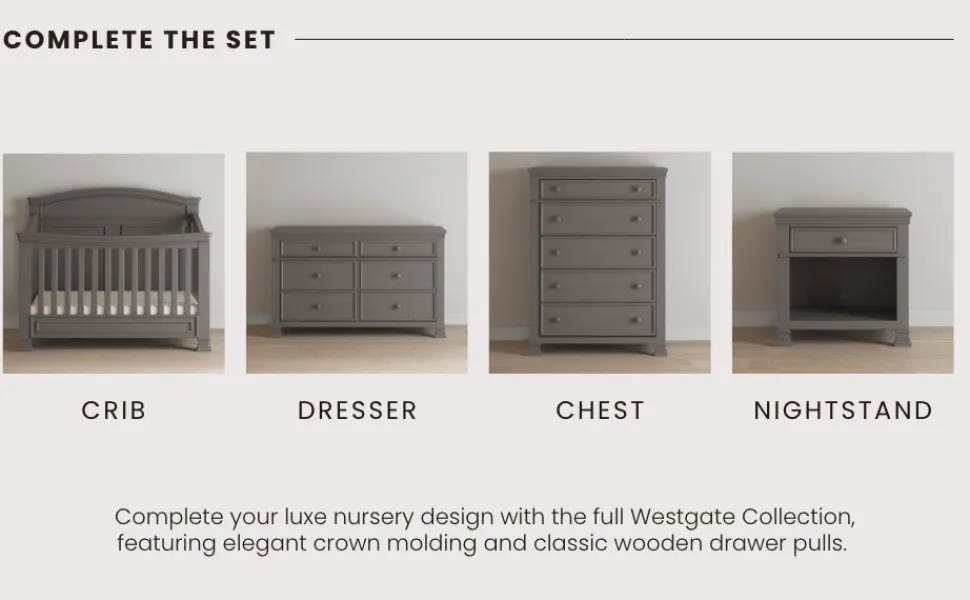 Westgate 4-in-1 Convertible Crib, Chelsea Grey
