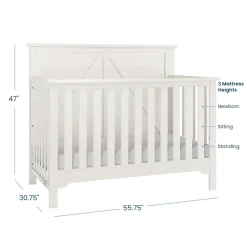 Woodland 4-in-1 Convertible Crib, Brushed Cotton